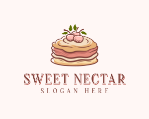 Cherry Pancake Dessert logo design