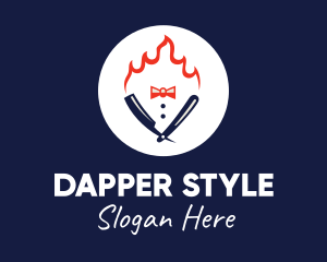 Dapper - Fire Straight Razor logo design