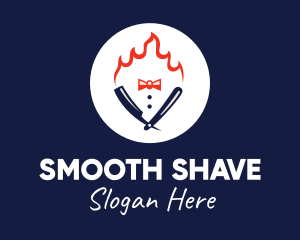 Shaving - Fire Straight Razor logo design