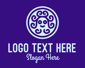 Linear - Smiling Octopus Circle logo design