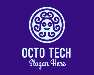 Smiling Octopus Circle logo design