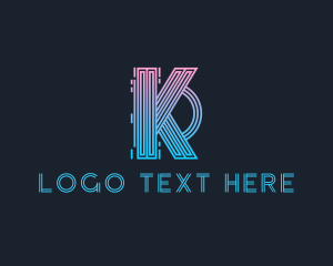Cyberspace - Futuristic Letter K Gaming logo design