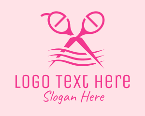 Stylist - Pink Scissors Hairdresser logo design