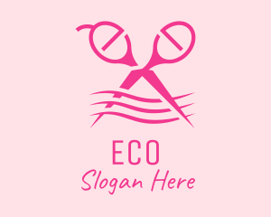 Beauty Shop - Pink Scissors Hairdresser logo design
