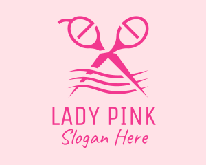 Pink Scissors Hairdresser  logo design