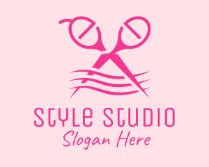 Pink Scissors Hairdresser  logo design