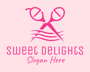 Pink Scissors Hairdresser  logo design