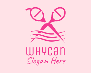 Hairstyle - Pink Scissors Hairdresser logo design