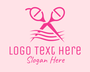 Hairdresser - Pink Scissors Hairdresser logo design