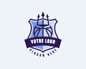 League - Basketball Sports Trident logo design