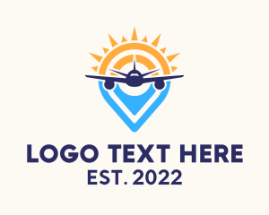 Location - Pin Navigation Plane Transport logo design