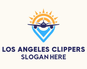 Pin Navigation Plane Transport  Logo