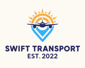 Pin Navigation Plane Transport  logo design