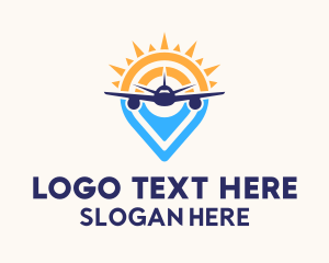 Pin Navigation Plane Transport  Logo