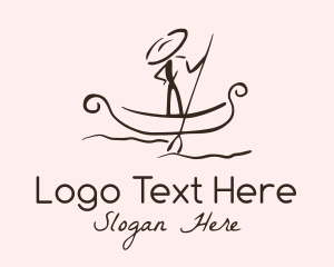 Travel Guide - Minimalist Boatman Gondola logo design