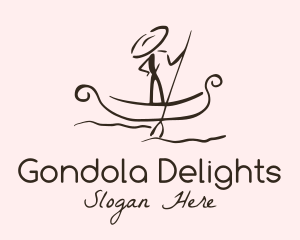 Minimalist Boatman Gondola logo design