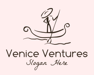 Venice - Minimalist Boatman Gondola logo design