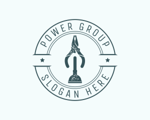 Wire Cutter - Pliers Plunger Tool Badge logo design