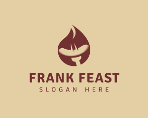 Frankfurter - Sausage Fire Barbecue logo design