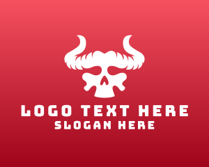 Red Skull - Devil Skull Horns logo design