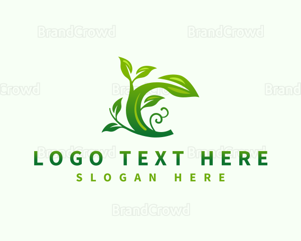 Organic Leaf Letter C Logo