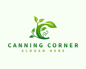 Organic Leaf Letter C logo design