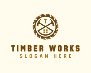 Hammer Saw Woodworking logo design