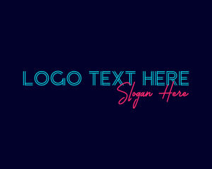 Night Beach - Blue Neon Wordmark logo design