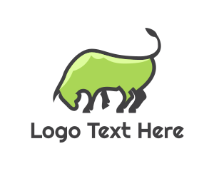 Bullfighting - Abstract Green Bull logo design