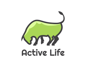 Meat - Abstract Green Bull logo design