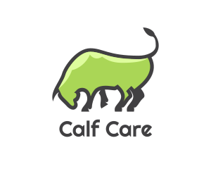 Abstract Green Bull logo design