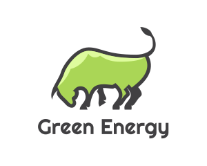 Abstract Green Bull logo design