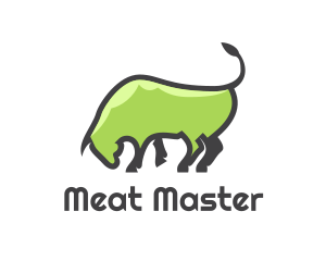 Abstract Green Bull logo design