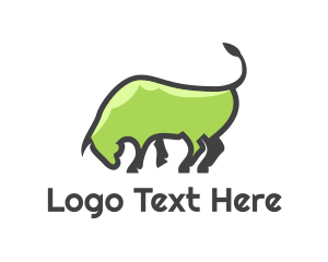 Animal - Abstract Green Bull logo design