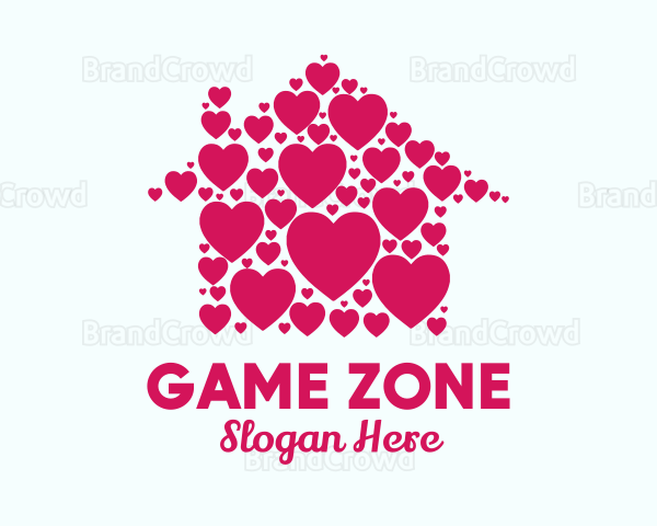 Cute Heart House Logo