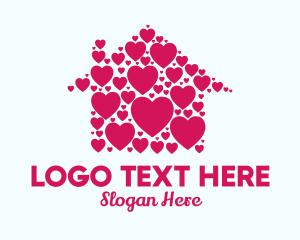 Heart - Cute Heart House logo design