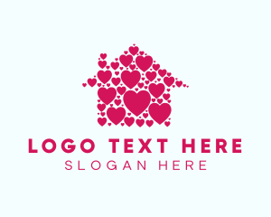 Cute Heart House  logo design