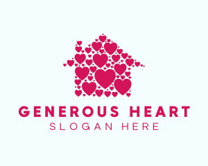 Cute Heart House  logo design