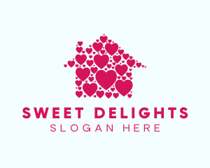 Cute Heart House  logo design