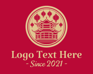 Old School - Chinese Pagoda Lantern logo design