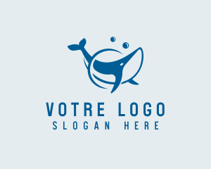 Blue - Whale Sea Creature logo design