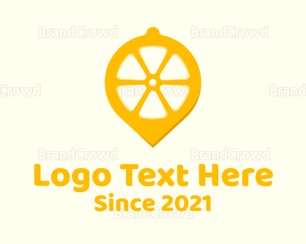 Lemon Fruit Location Pin Logo