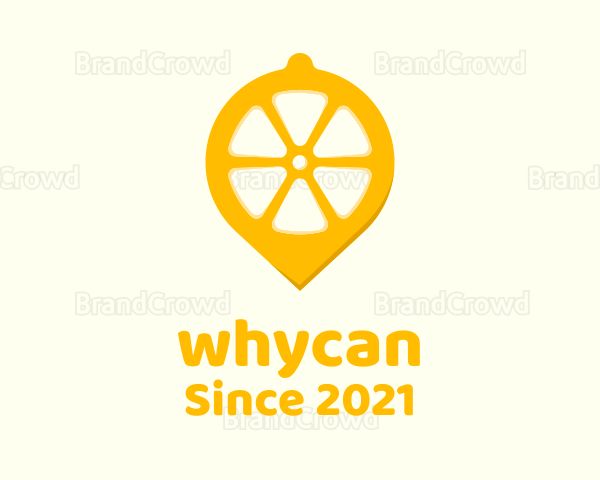 Lemon Fruit Location Pin Logo