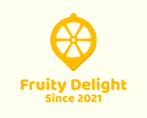 Lemon Fruit Location Pin logo design