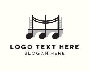 Music - Music Note Bridge logo design