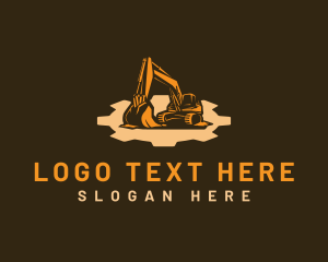 Digging - Cogwheel  Excavator Machine logo design