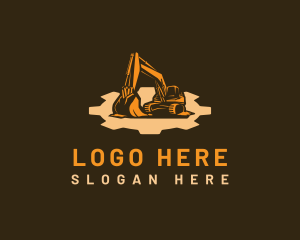 Heavy Equipment - Cogwheel  Excavator Machine logo design