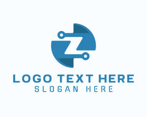 Aw - Blue Tech Letter Z logo design