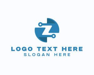 Telecommunication - Blue Tech Letter Z logo design