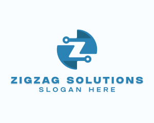 Blue Tech Letter Z logo design